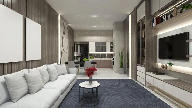 False ceiling and living room lighting